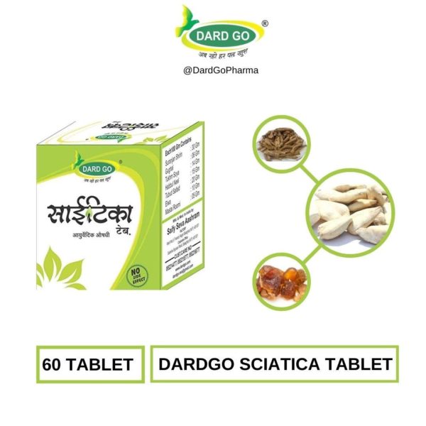 Dardgo Ayurvedic Sciatica Treatments Tablets 100% Pain Relief Strength to Bones & Muscles (Pack of 2x 60 Tablet)-1