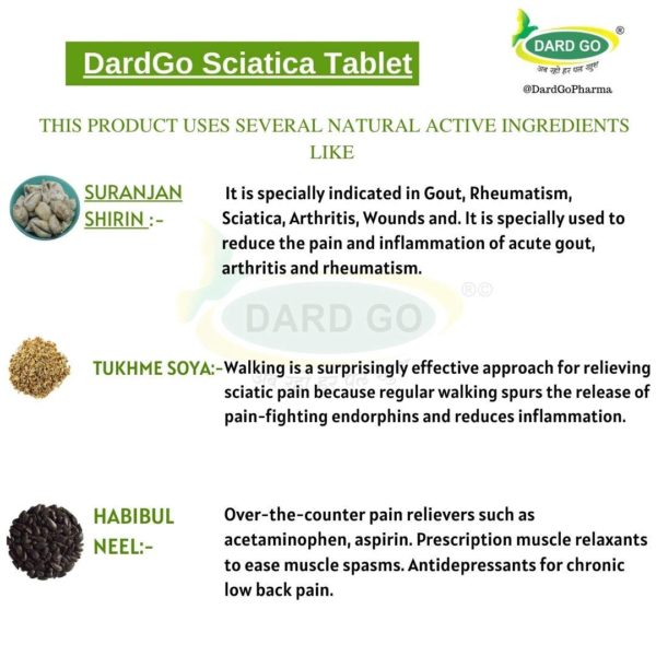 Dardgo Ayurvedic Sciatica Treatments Tablets 100% Pain Relief Strength to Bones & Muscles (Pack of 2x 60 Tablet)-2