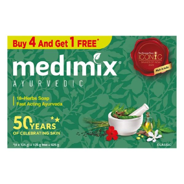 Medimix Ayurvedic Classic 18 Herbs Soap, 125 g (4 + 1 Offer Pack)-1