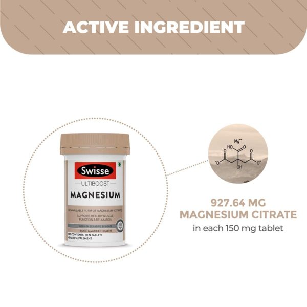 Swisse Ultiboost Magnesium Supplement for Immunity, Muscle Energy & Heart Health – 60 Tablets (Vegan Supplement)-6
